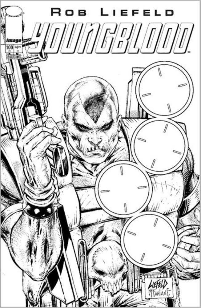 Youngblood #100 2nd Printing Cover C Black & White Blank Gun Sight Variant