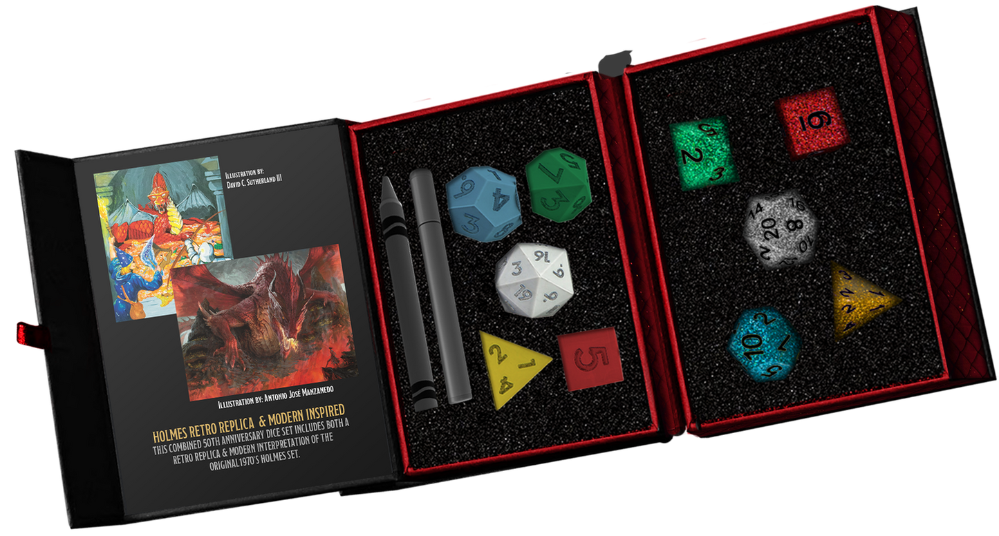Dungeons & Dragons Holmes Retro Replica 7 Modern Inspired 50th Anniversary Dice Set