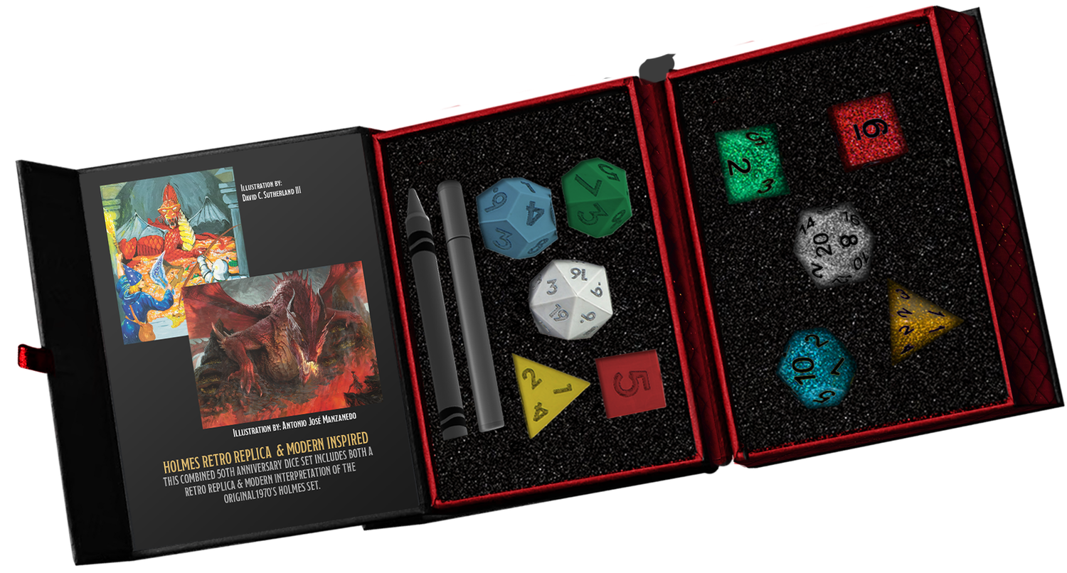 Dungeons & Dragons Holmes Retro Replica 7 Modern Inspired 50th Anniversary Dice Set